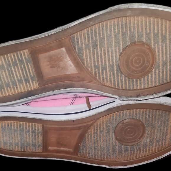 Polo Ralph Lauren Vaughn Pink Canvas Leather Lace Up Size 10 - Picture 7 of 7